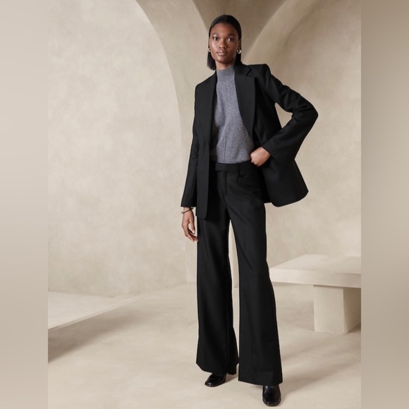 NWT! Banana Republic Lido Wide Leg Italian Wool Pants 8L Long - Picture 2 of 6